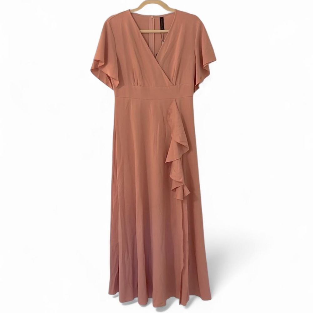 Blush Pink Ruffle Sleeve Maxi Dress Formal M NWT - Picture 4 of 13